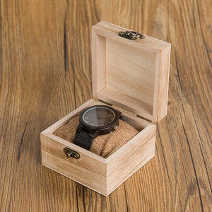 Black Leather Wooden Watch V2