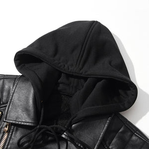 Leather Hood Jacket