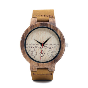 Zebra Leather Wooden Watch