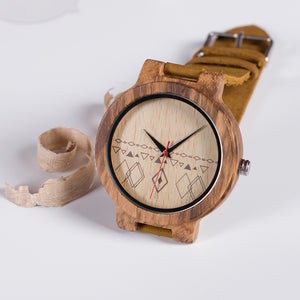 Zebra Leather Wooden Watch