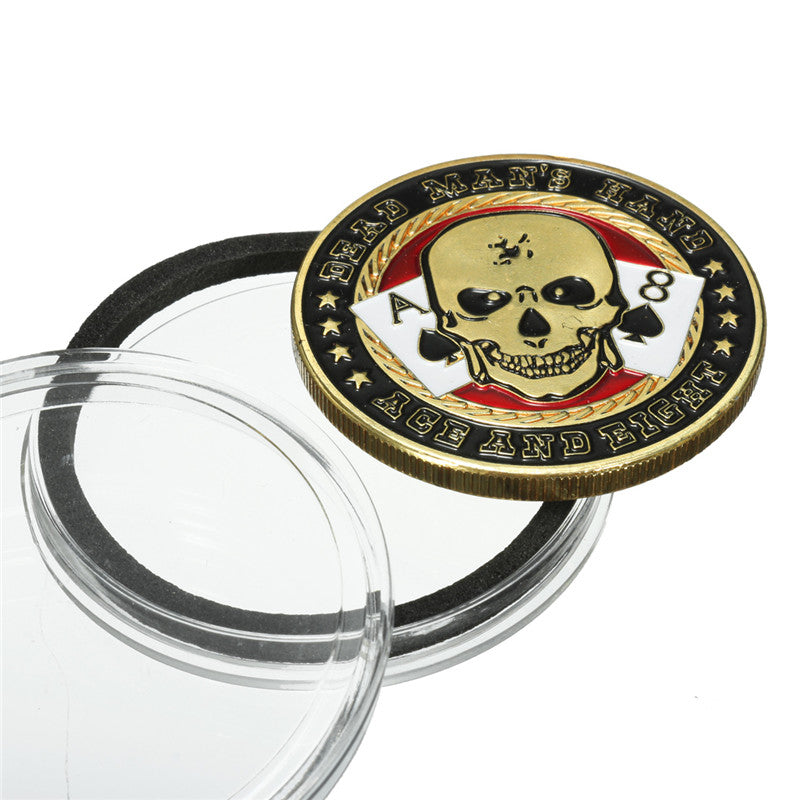 Gold Plated Skull Ace/8 Spade Coin