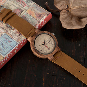 Zebra Leather Wooden Watch