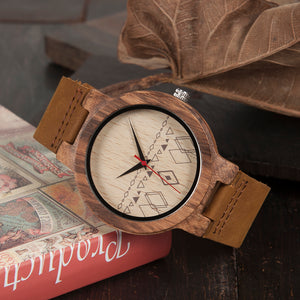 Zebra Leather Wooden Watch